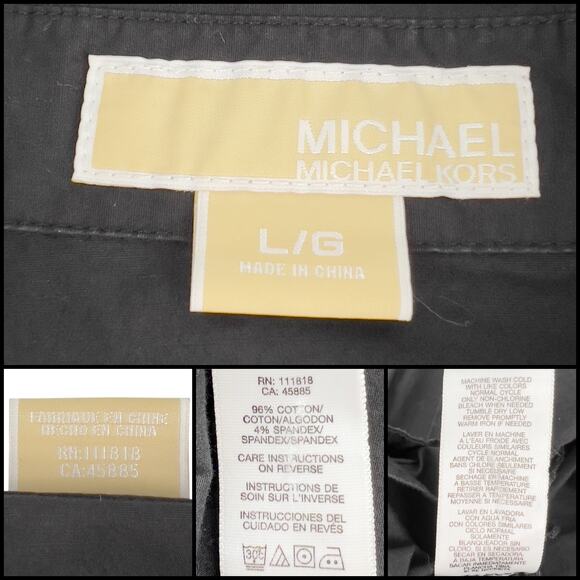 Michael by Michael Kors Long Sleeve Belted Utility Button Down Shirt Large Black - Picture 10 of 14